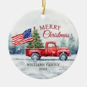 Vintage Weihnachtsbaumflagge Keramik Ornament (Vorne)