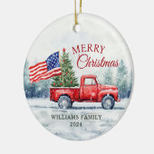 Vintage Weihnachtsbaumflagge Keramik Ornament (Links)