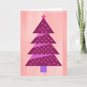 Vintage Weihnachtsbaumkunst in Pfirsich und Rosa Karte