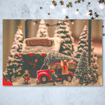 Vintage-Weihnachtsbaumladen roter LKW Familie