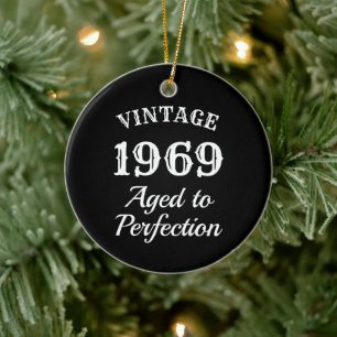 Vintage Weihnachtsbaumschmuck 50. Geburtstag Keramik Ornament