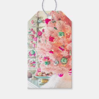Vintage-Weihnachtsbaumschmuck auf rosa Weihnachtsb Geschenkanhänger