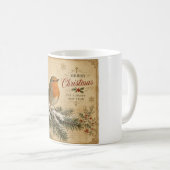 vintage Weihnachtsbecher mit Rotkehlchen Kaffeetasse (VorderseiteRechts)