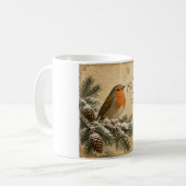 vintage Weihnachtsbecher mit Rotkehlchen Kaffeetasse (Vorderseite Links)
