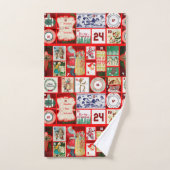 Vintage-Weihnachtsblock-Adventskalender-Gitter-Kun Badhandtuch Set (Handtuch)