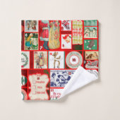Vintage-Weihnachtsblock-Adventskalender-Gitter-Kun Badhandtuch Set (Waschlappen)