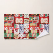 Vintage-Weihnachtsblock-Adventskalender-Gitter-Kun Badhandtuch Set (Handtuch)
