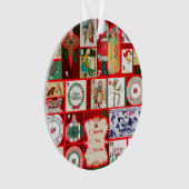 Vintage-Weihnachtsblock-Adventskalender-Raster-Kun Ornament (Vorderseite)