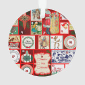 Vintage-Weihnachtsblock-Adventskalender-Raster-Kun Ornament (Rückseite)