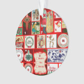 Vintage-Weihnachtsblock-Adventskalender-Raster-Kun Ornament (Vorderseite)