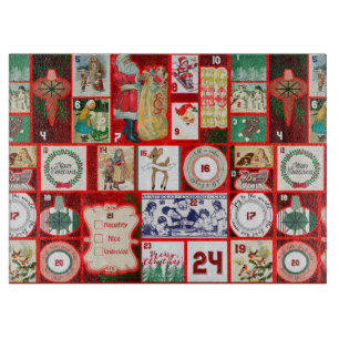 Vintage-Weihnachtsblock-Adventskalender-Raster-Kun Schneidebrett