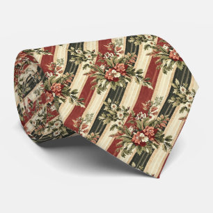 Vintage-Weihnachtsblumen gestreift Krawatte