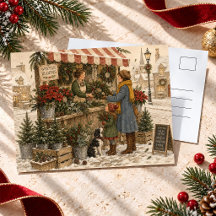 Vintage Weihnachtsblumenmarkt im schneebedeckten D