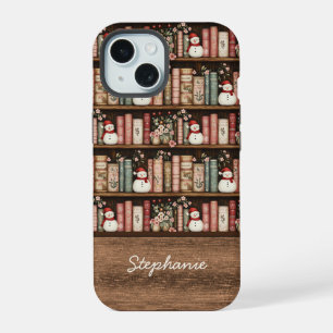 Vintage-Weihnachtsbücher-Handyhülle mit Namen iPhone 15 Hülle