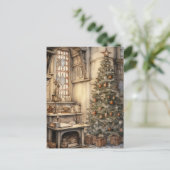 Vintage-Weihnachtsbüro Postkarte (Stehend Vorderseite)