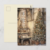 Vintage-Weihnachtsbüro Postkarte (Vorne/Hinten)