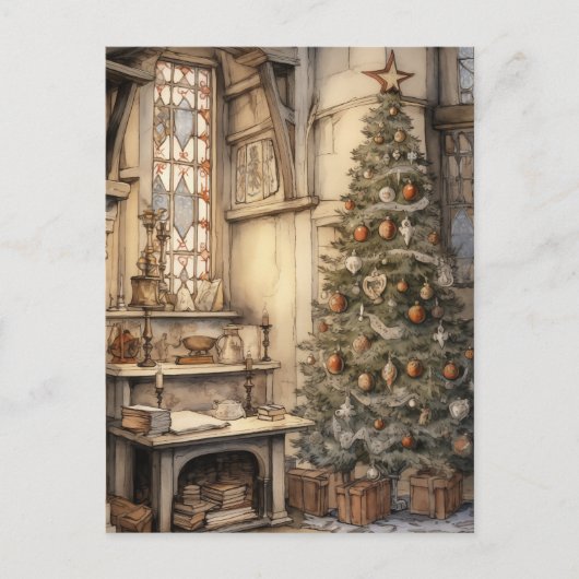 Vintage-Weihnachtsbüro Postkarte (Vorderseite)