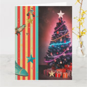 Vintage-Weihnachtscollage-Design Karte (Gelbe Blume)