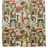 VINTAGE WEIHNACHTScollage Duschvorhang (Vorderseite)