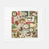 VINTAGE WEIHNACHTScollage Fleecedecke (Vorderseite (Horizontal))
