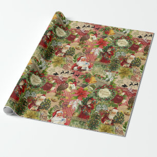 Vintage-Weihnachtscollage-Geschenkpapier Geschenkpapier