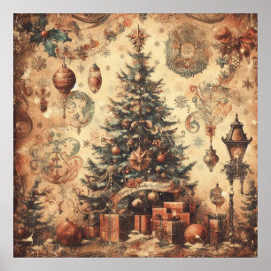 Vintage-Weihnachtscollage-Plakat Poster