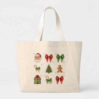 Vintage-Weihnachtscollage-Tasche Jumbo Stoffbeutel