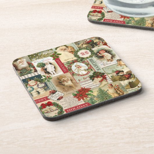 VINTAGE WEIHNACHTScollage Untersetzer (Linke Seite)