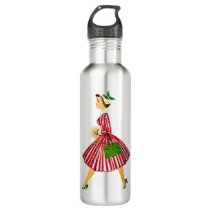 Vintage-Weihnachtsdame Edelstahlflasche