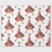 Vintage Weihnachtsdame Geschenkpapier (Flach)