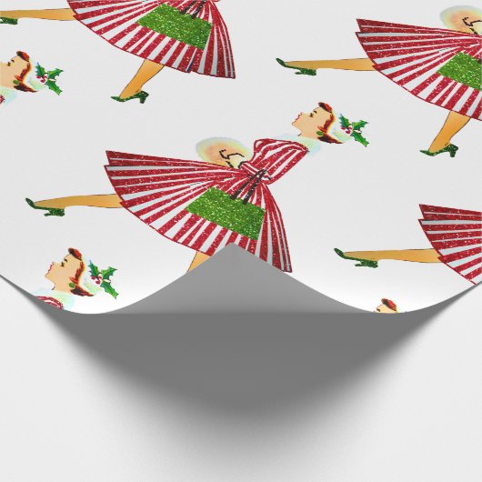 Vintage Weihnachtsdame Geschenkpapier (Ecke)
