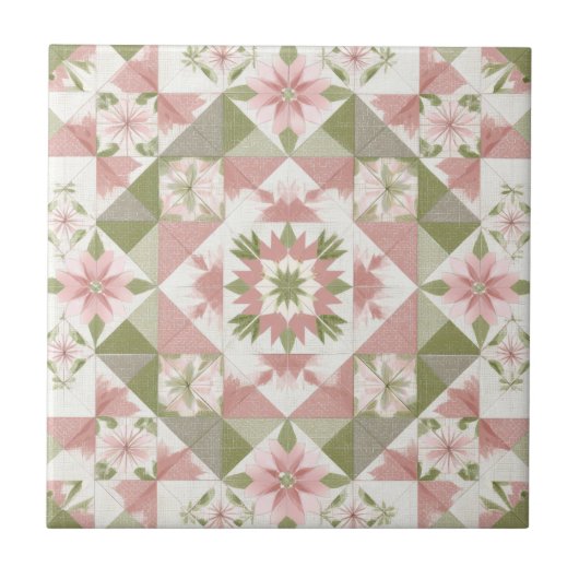 Vintage-Weihnachtsdecke Floralmuster Fliese (Vorderseite)