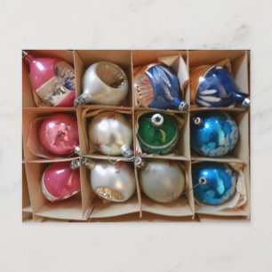 Vintage-Weihnachtsdekoration in Rosa Silber Blau Feiertagspostkarte