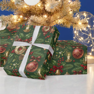 Vintage-Weihnachtsdekoration und -schmuck Grün Geschenkpapier