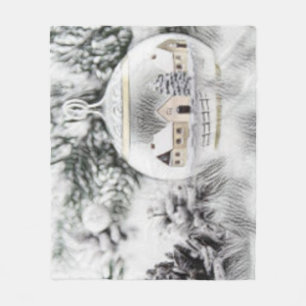 Vintage-Weihnachtsdekorationen Ornamente Aquarell Fleecedecke