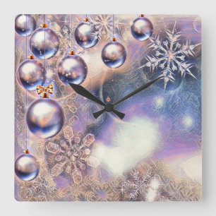 Vintage-Weihnachtsdekorationen Ornamente Quadratische Wanduhr