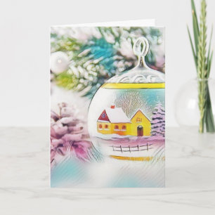 Vintage-Weihnachtsdekorationen Ornamente Wasserfar Karte