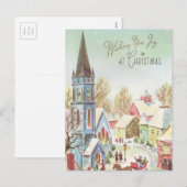 Vintage Weihnachtsdörfsszene Feiertagspostkarte (Vorne/Hinten)