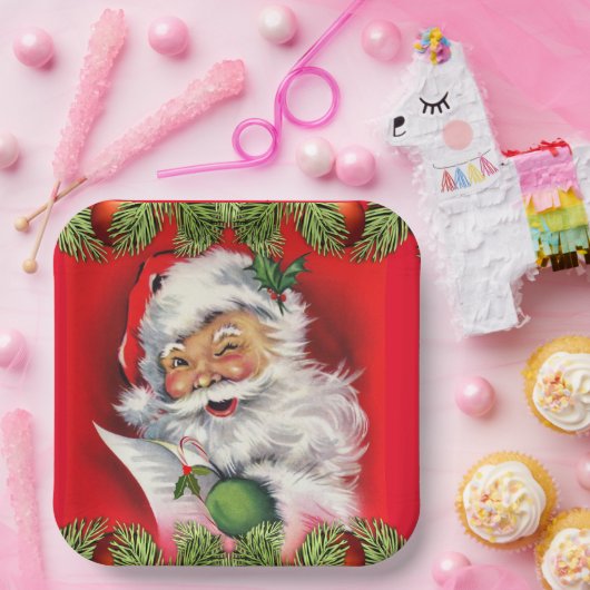 Vintage Weihnachtsdruckplatte Pappteller (Party)