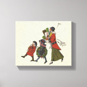 Vintage-Weihnachtseinkaufs-Spaß für die ganze Fami Leinwanddruck