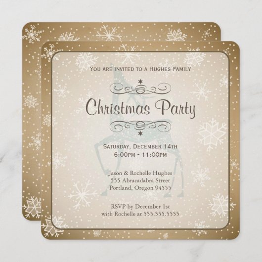 Vintage Weihnachtseinladung von Reindeer Einladung (Vorne/Hinten)