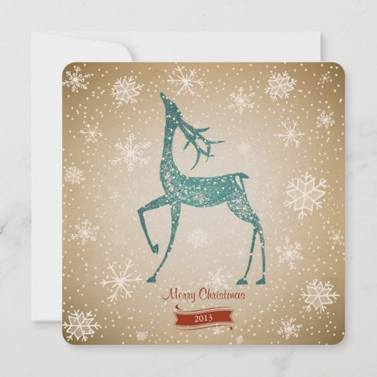 Vintage Weihnachtseinladung von Reindeer Einladung (Rückseite)