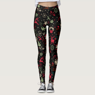 Vintage-Weihnachtselement-Muster Leggings