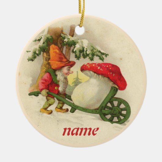 Vintage Weihnachtself-Verzierung Keramikornament (Vorne)