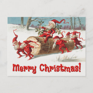 Vintage-Weihnachtselfen Feiertagspostkarte
