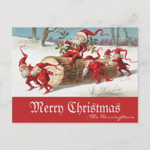 Vintage-Weihnachtselfen Frohe Weihnachten Retro