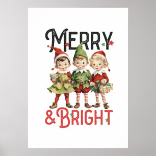 Vintage-Weihnachtselfen, Santas kleine Helfer  Poster