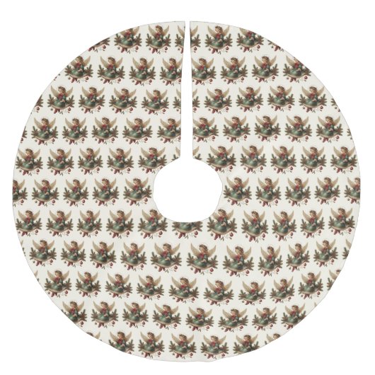 Vintage-Weihnachtsengel-Baumskirt Polyester Weihnachtsbaumdecke (Vorderseite)
