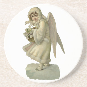 Vintage-Weihnachtsengel-Blumen, viktorianischer Di Untersetzer