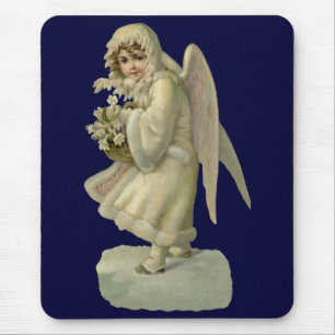 Vintage-Weihnachtsengel-Blumen, viktorianischer St Mousepad